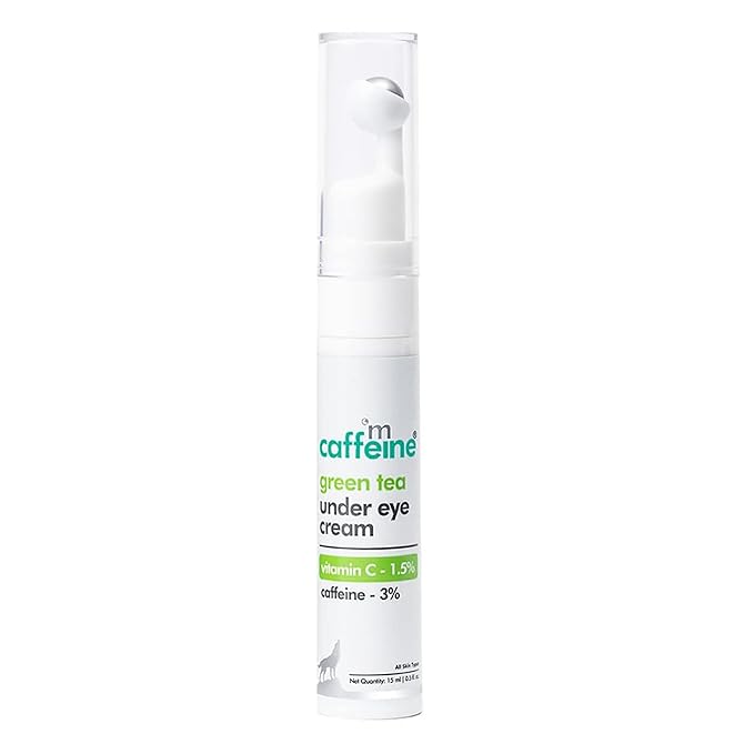 mCaffeine Green Tea and Vitamin C Under Eye Cream - Anti Aging Caffeine Eye Cream for Dark Circles, Puffiness, and Pigmentation - Nourishes - 0.5 oz