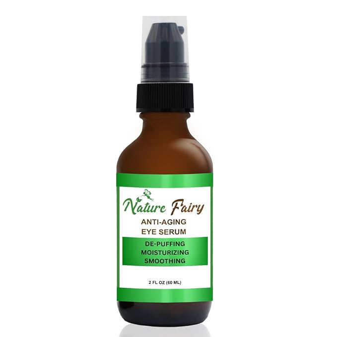 Anti-Aging Eye Serum, Natural De-Puffing Moisturizing Treatment for Dark Circles, Wrinkles, With Cucumber, Hyaluronic Acid, Caffeine, 2 Fl Oz