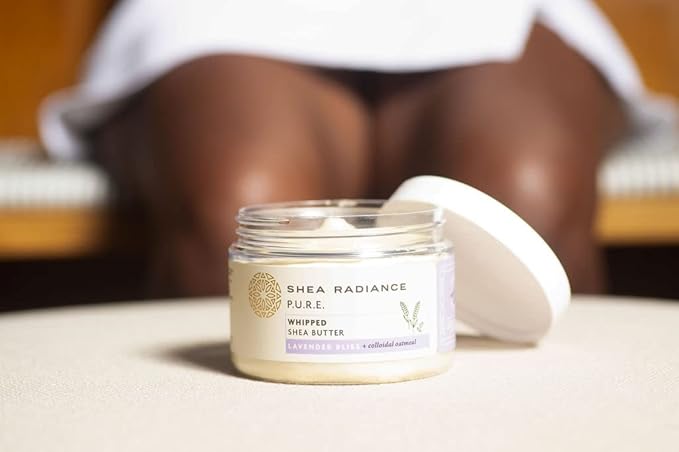 Shea Radiance P.U.R.E. Whipped Shea Butter with Colloidal Oatmeal - Whipped Body Butter Blended with Skin Soothing Oatmeal & Moisturizing Rice Bran Oil | Lavender Bliss (7 oz)