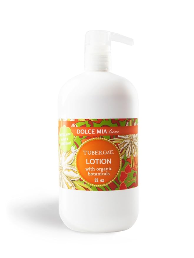Dolce Mia | Shea Butter Lotion | Tuberose | Organic Botanicals | Hypoalergenic | Vegan and Cruelty Free | 32 oz Refill