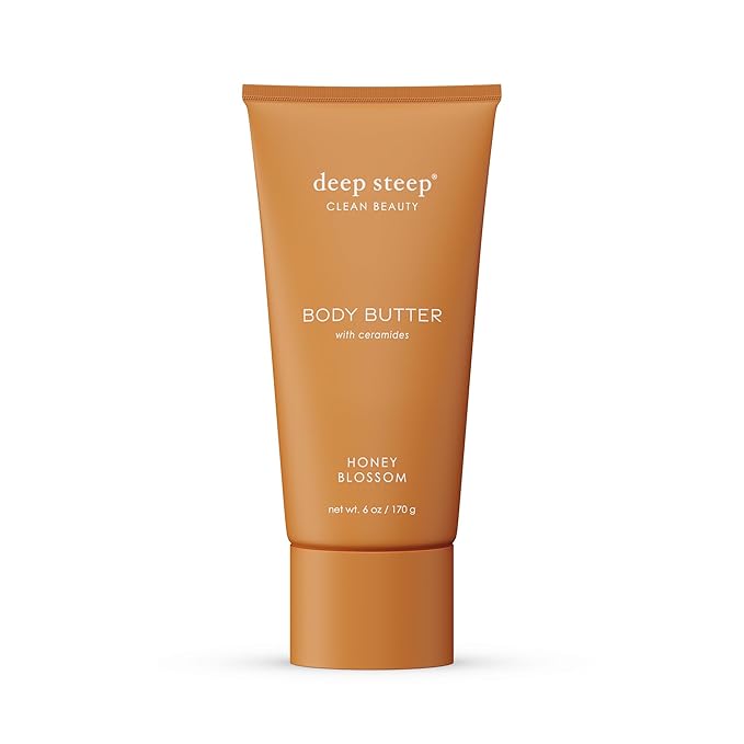 Deep Steep Body Butter, 6 oz – Rich Moisturizer with Ceramides, Coconut Oil, Argan Oil & Aloe Vera – Vegan, Clean Beauty, Smooth & Hydrated Skin (6 Ounces, Honey Blossom)