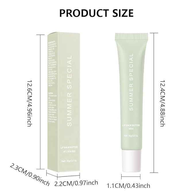 Summer Special Butter Lip Balm – Ultra-Hydrating Lip Care with Shea Butter & Olive Oil, Soothes Dry Lips with Natural Tint & Gloss Effect, Lip Plumper Moisture & Light Lip Stain Finish #2 Mint