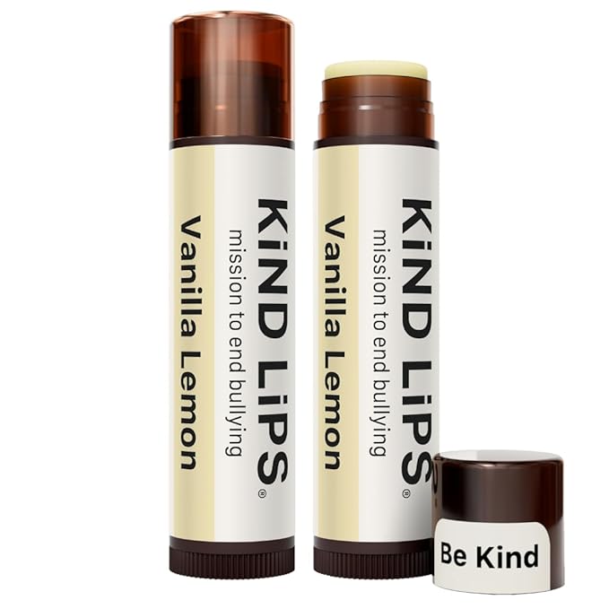 Kind Lips Vanilla Lemon Lip Balm (2 Pack) – Organic Lip Balm with Beeswax, Non Toxic & Petroleum Free Lip Care – Natural Moisturizing Lip Balm for Dry, Chapped Lips – Clean Ingredients, USA Made