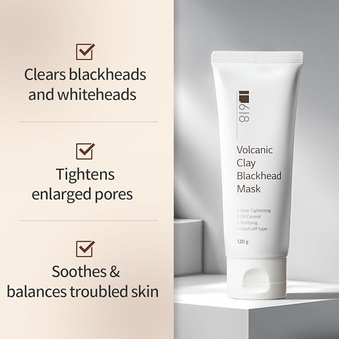 1.618 Volcanic Clay Mud Mask | Korean Style Pore & Sebum Clay Mask | Fast-Drying, Wash off type, 4.23oz