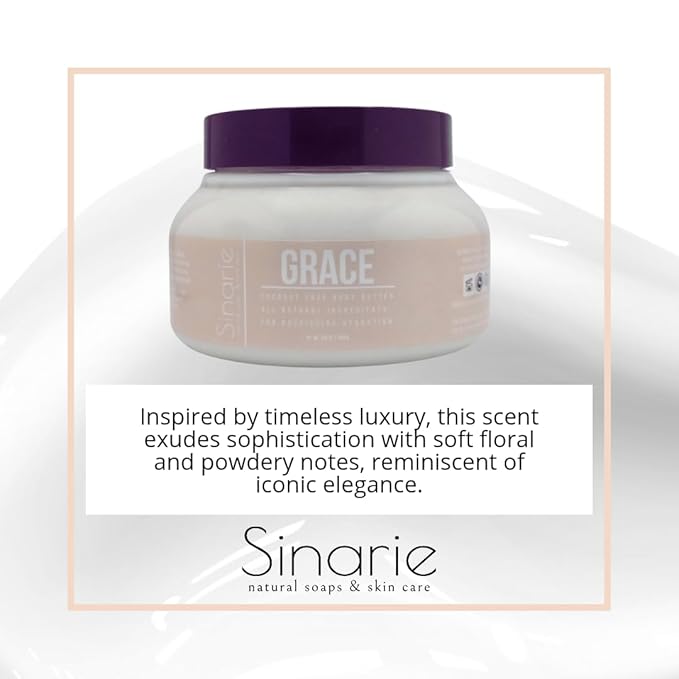 Sinarie Coconut-Free Body Butter – Ultra-Nourishing Moisturizer with Mango Butter, Avocado Oil & Jojoba Oil – Hydrating & Non-Greasy Lotion for Sensitive Skin (8 oz., Grace)