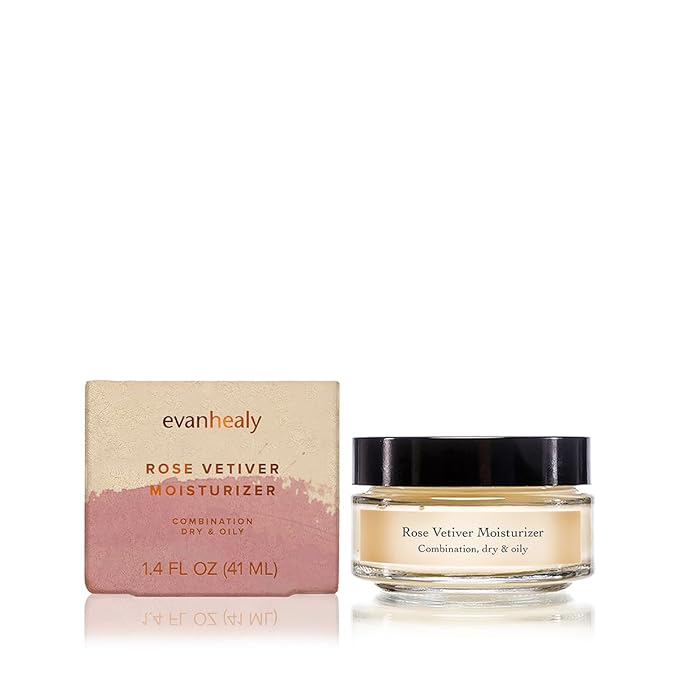 evanhealy Rose Vetiver Moisturizer | Facial Cream for All Skin Types - Lightweight Formula Packed with Antioxidants - Balancing for All Skin Types