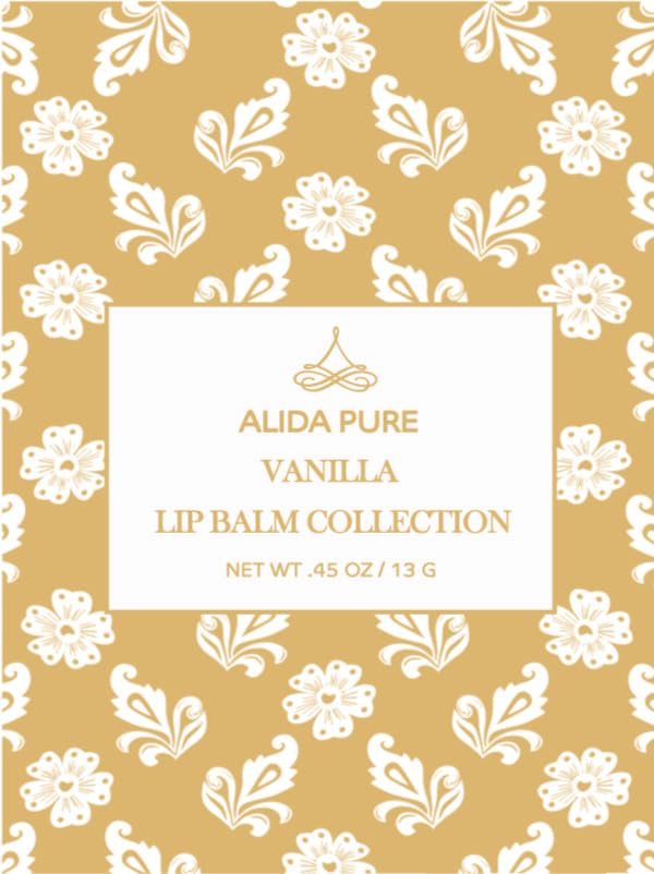 Vanilla Lip Balm Collection, Vegan Set, Beeswax Free, with Organic Jojoba and Avocado Oil, Vitamin E, Natural Moisturizer for Dry, Chapped Lips, 3 Tube Set