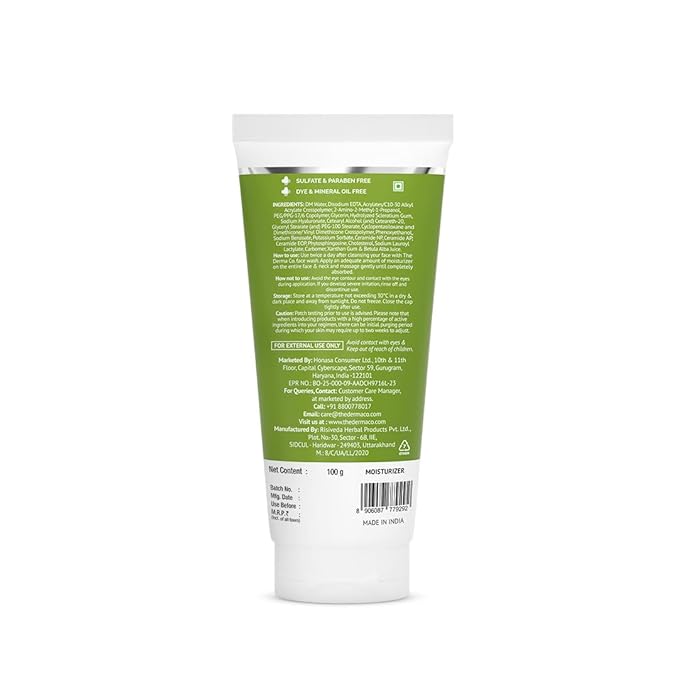 The Derma Co Oil-Free Daily Face Moisturizer | with Hyaluronic Acid & Ceramides | Gives Non-Greasy & Hydrated Skin & Helps Strengthens Skin Barrier | 3.53 Oz/100g