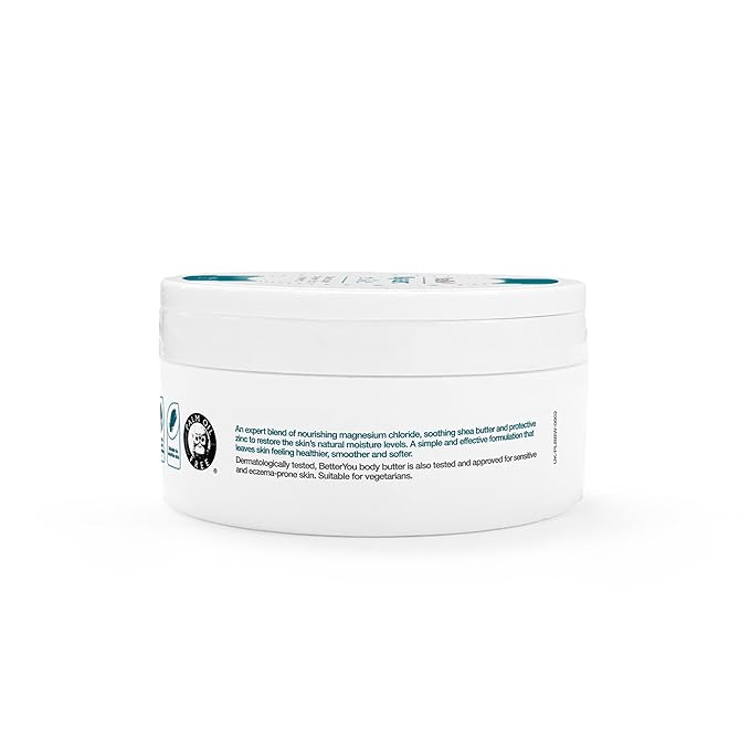 BetterYou Magnesium Body Butter - Dry Skin Moisturizer - Leaves Skin Smooth And Soft - With Shea Butter, Magnesium Chloride And Zinc - 6.76 oz