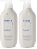 Method Body Lotion,Simply Nourish,Coconut,Rice Milk + Shea Butter notes,24 Hours of Moisture 14 oz,(Pack of 2)