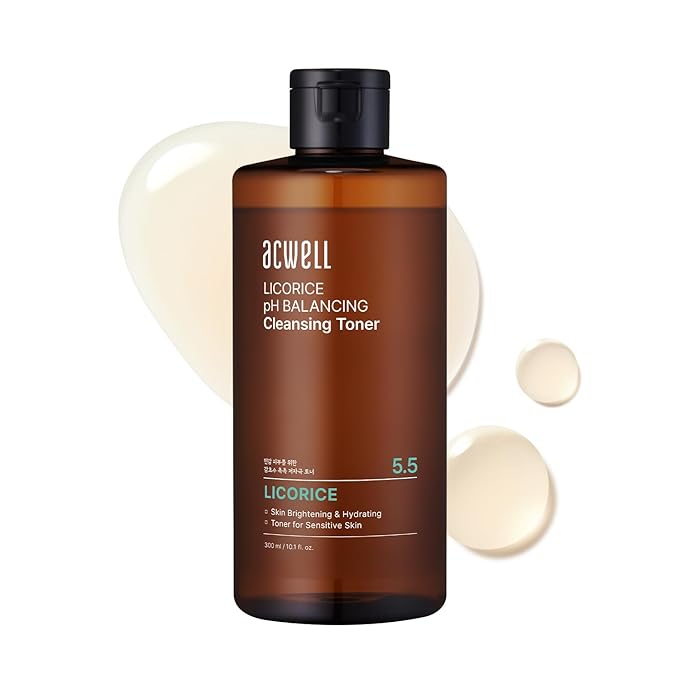 ACWELL Licorice pH Balancing Korean Toner for Cleansing 10.14 fl.oz. - Alcohol-Free PH5.5 Hydrating Facial Astringent - Skin Clarifying & Hydration Boosting Toner