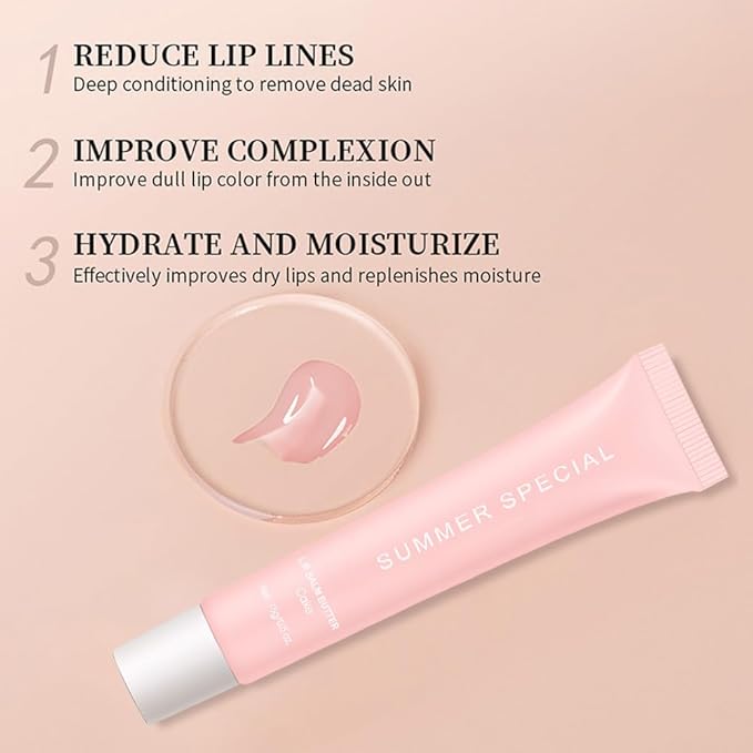 Summer Special Butter Lip Balm – Ultra-Hydrating Lip Care with Shea Butter & Olive Oil, Soothes Dry Lips with Natural Tint & Gloss Effect, Lip Plumper Moisture & Light Lip Stain Finish #4 Cake