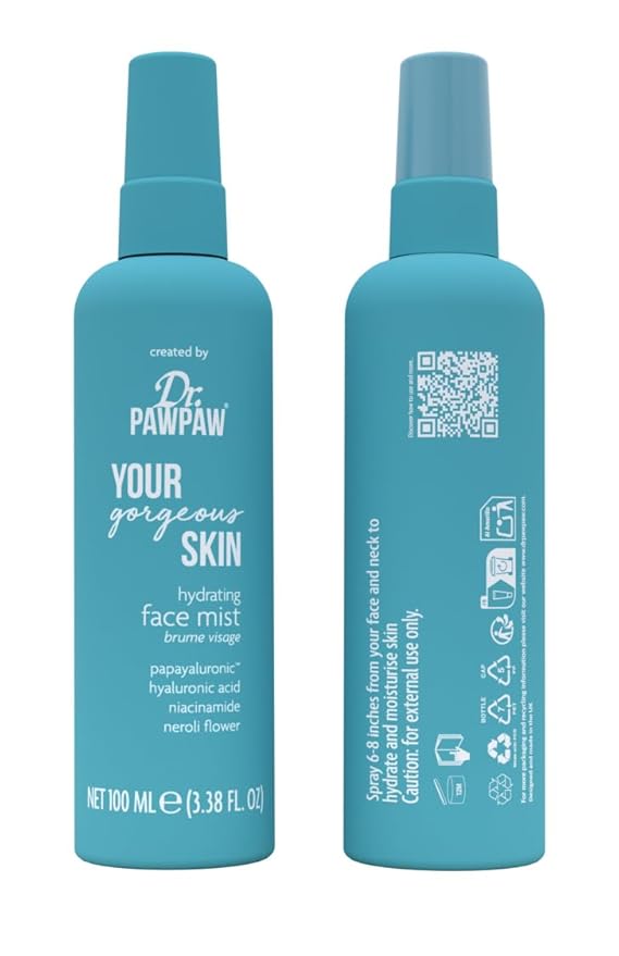 Dr. Pawpaw Your Gorgeous Skin Hydrating Face Mist, 3.38 fl oz, Papayaluronic, Hyaluronic Acid, Niacinamide, Neroli Flower