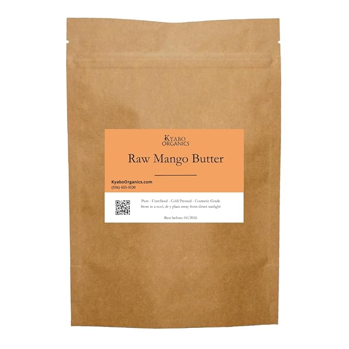 Kyabo Organic 100% Pure Mango Butter, Raw, Organic, & Unrefined, Chemical-Free, Natural Skin Moisturizer, Great for DIY Body Butters, Soaps, & Lotions (8 Oz)