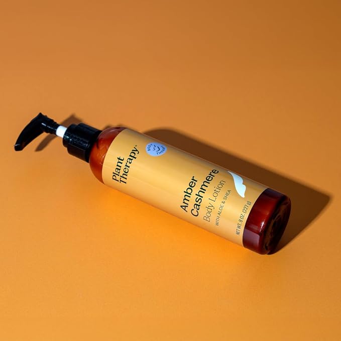 Plant Therapy Amber Cashmere Body Lotion with Aloe & Shea 8 oz Natural Scent with Warm Amber Tones, Deep Moisture for Smooth, Healthy Skin, Enriched with Vitamins and Antioxidants