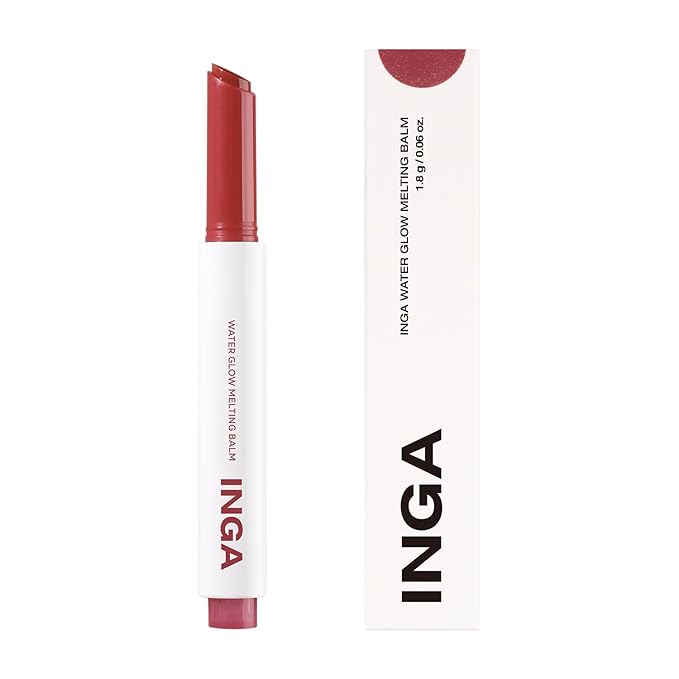 INGA Water Glow Melting Balm - Hydrating Tinted Lip Balm with Soft, Melt-On Texture, Natural Sheer, Glass-Like Finish with Non-Sticky, Lightweight Comfort (RED BERRY JUICE)
