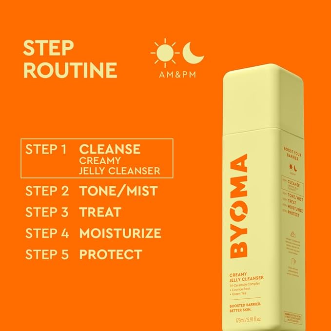 BYOMA Creamy Jelly Cleanser-Hydrating Facial Cleanser for Skin Barrier Repair-Tri-Ceramide Face Wash for Sensitive Skin&All-Skin Types-Gently Removes Makeup&Excess Oil-5.91 fl oz,(Pack of 2)