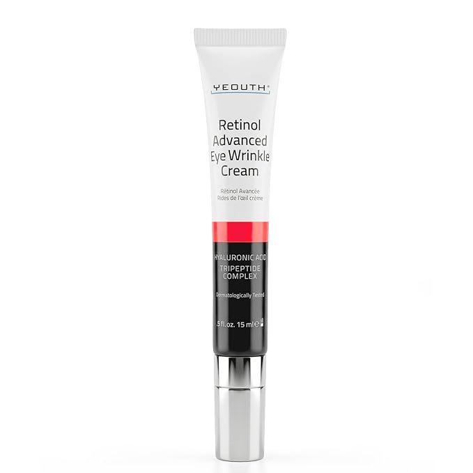 YEOUTH Retinol Eye Cream Anti Aging, Firming Under Eye Cream for Puffiness and Bags Under Eyes for Wrinkles and Dark Circles with Hyaluronic Acid and Tripeptides 15ml