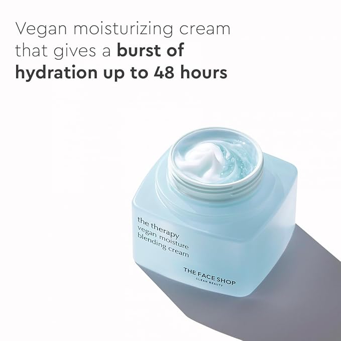 The Face Shop The Therapy Vegan Moisture Blending Cream | Vegan Moisturizer | Cooling | Hydrating | Skin-Friendly | 2-in-1 Gel & Cream | K-Beauty