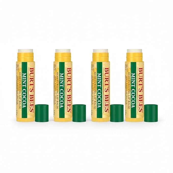 Burt's Bees Mint Cocoa Moisturizing Lip Balm .15 Ounce 100% Natural Origin (4)