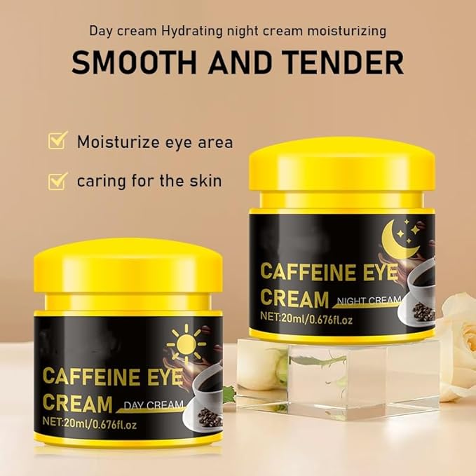 Caffeine Eye Cream for Dark Circles, Travel Essentials - Day & Night Under Eye Cream, Puffiness Under Eye Treatment for Dark Circles, Puffiness, Wrinkles - Vegan Moisturizer Cream