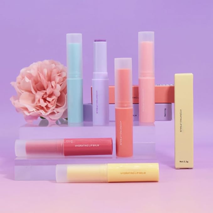 Nourishing Lip Balm for Dry & Chapped Lips, 6Pcs Ideal Lipstick Primer for Women, Deep Moisturization Chapstick, Vegan Tinted Lip Balm, Hydrating, Fall Winter Lip Care