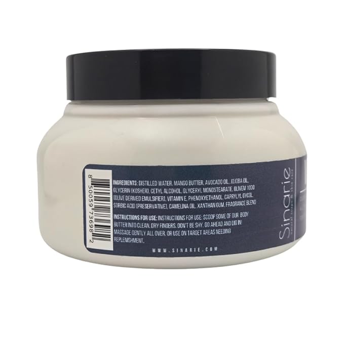 Sinarie Coconut-Free Body Butter – Ultra-Nourishing Moisturizer with Mango Butter, Avocado Oil & Jojoba Oil – Hydrating & Non-Greasy Lotion for Sensitive Skin (4 oz., Valor)