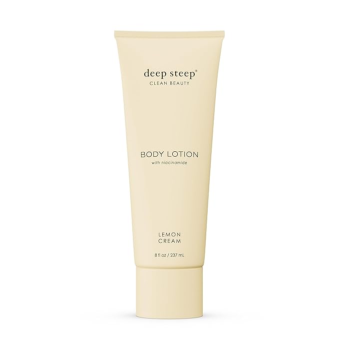 Deep Steep Body Lotion, Lemon Cream, 8 oz – Moisturizer with Coconut Oil, Shea Butter, Argan Oil, Aloe Vera & Niacinamide – Vegan, Clean Beauty, Daily Skin Hydration
