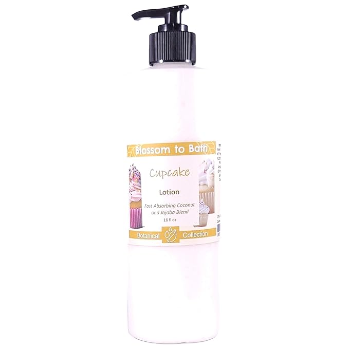 Blossom to Bath Cupcake Lotion (16 ounce) - Natural Fragrance - Absorbs Quickly with a Rich Vanilla Scent