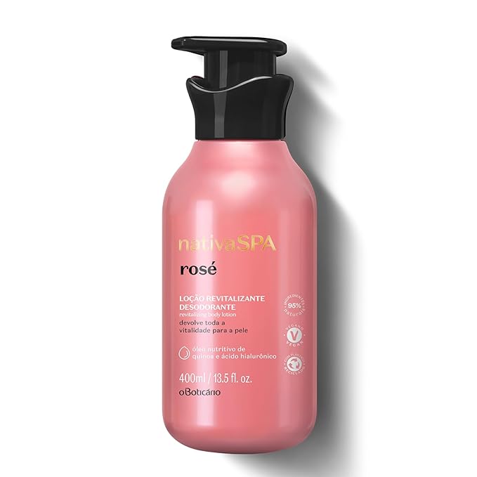 Nativa SPA Rosé Body Lotion by O Boticario, Fragranced Skin Moisturizer with Purified Quinoa Extract, 13.5 Ounce