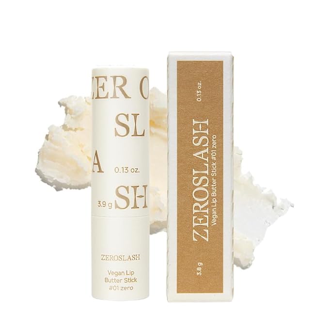 Zeroslash Vegan Lip Butter Stick with Shea Butter & Squalane 0.13oz – Hydrating Lip Balm for Dry, Chapped Lips | Plant-Based Lip Care with 6 Natural Oils | Overnight Lip Mask | Korean Lip Balm