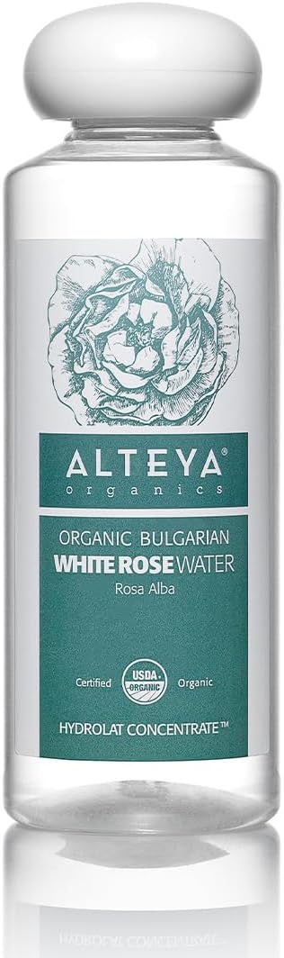 Alteya Organics White Rose Water USDA Certified Organic Facial Toner, 8.5 Fl Oz/250mL Pure Bulgarian Rosa Alba Flower Water,Award-Winning Moisturizer BPA-Free Bottle with Reducer