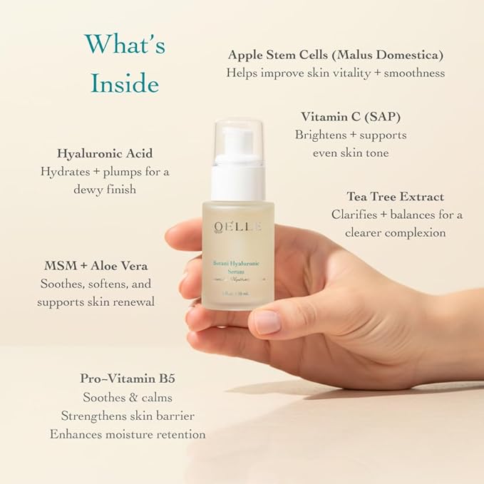 Serum – Botani Hyaluronic, Organic Anti-Aging Face Serum with Plant Stem Cells, Botanical Hyaluronic Acid & Vitamin C & Vitamin E – Hydrating, Brightening & Firming for Radiant Skin