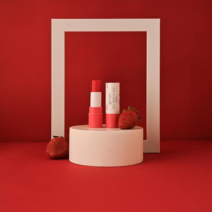 Tinted Lip Balm Stick by Omorfee | Natural Lip Tint Gloss | Long-Lasting Rose Tint with Strawberry Flavor, Beetroot & Cocoa Butter | Pink-Red Moisturizing Lip Balm – 6g / 0.21 oz