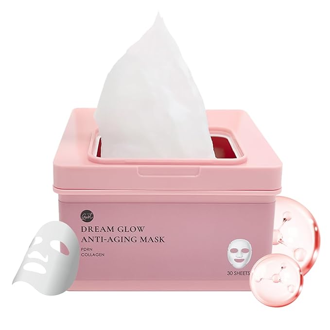 glowiest Dream Glow Slow Aging Sheet Mask(30sheets) | PDRN + 500Da French Collagen | Niacinamide, Peptides, Hyaluronic Acids | Firming & Hydrating Face Mask | Korean Skincare
