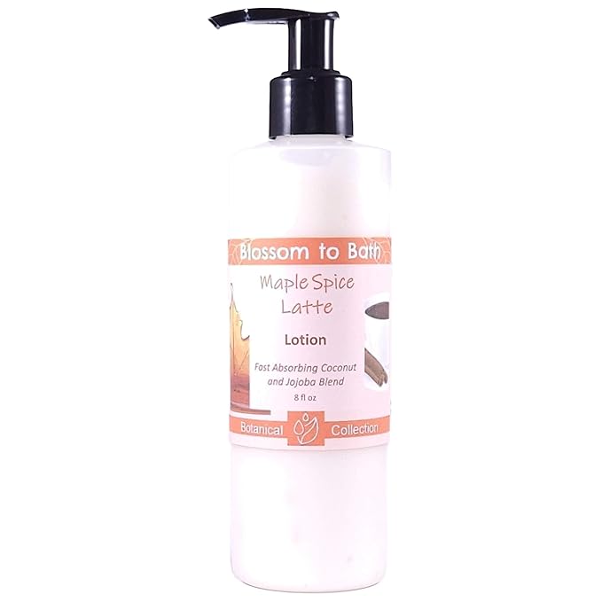 Blossom to Bath Maple Spice Latte Lotion (8 Ounce) - Natural Fragrance - Absorbs Quickly with a Pumpkin Spice Latte Scent