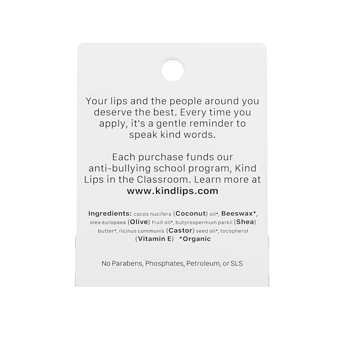 Kind Lips Unscented Lip Balm (2 Pack) – Fragrance Free, Organic & Hypoallergenic Lip Balm for Sensitive, Dry Lips – Everyday Hydration at Home & On the Go