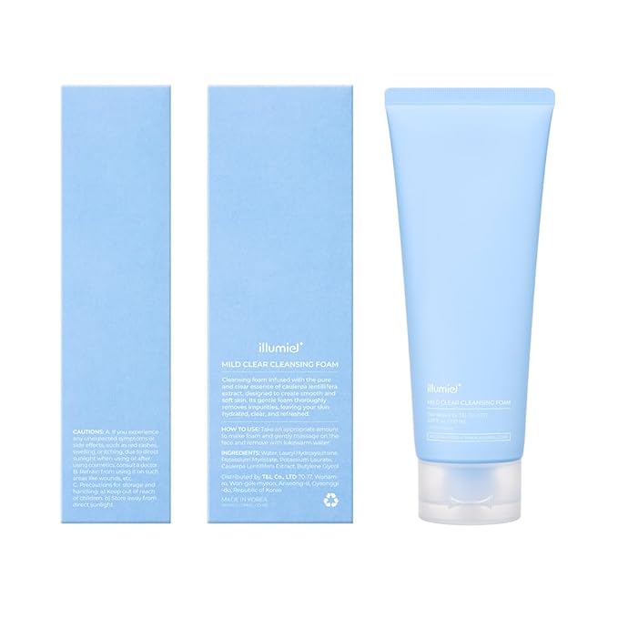 Mild Clear Cleansing Foam for Facial Cleansing with caulerpa lentillifera extract & Potassium [Vegan & Korean Skincare] – 5.07 fl. oz.