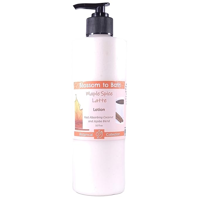 Blossom to Bath Maple Spice Latte Lotion (16 ounce) - Natural Fragrance - Absorbs Quickly with a Pumpkin Spice Latte Scent