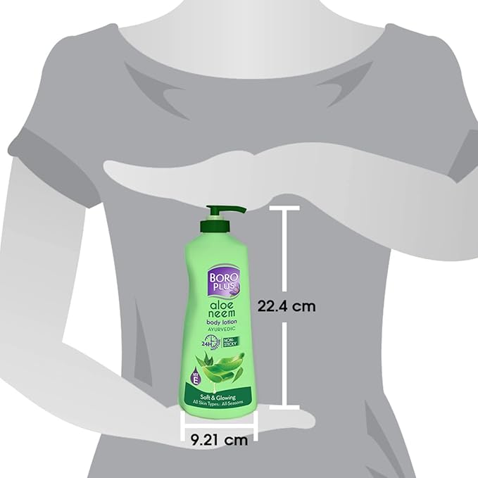BOROPLUS Aloe Neem Body Lotion | Ultra-Hydrating, Non-Greasy Moisturizer for Very Dry Skin | 24-Hour Deep Nourishment with Aloe Vera & Neem | Fast-Absorbing Body & Hand Lotion | 13.53 Fl Oz (400ml)