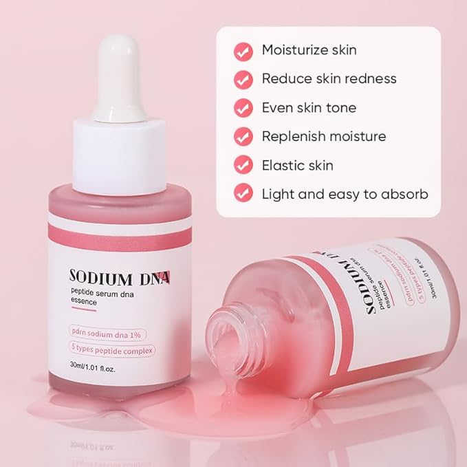 Sodium DNA Peptide Serum, Pink glow serum, Peptide, Niacinamide, Hydrating & Moisturizing & Firming, Uneven Skin Tone