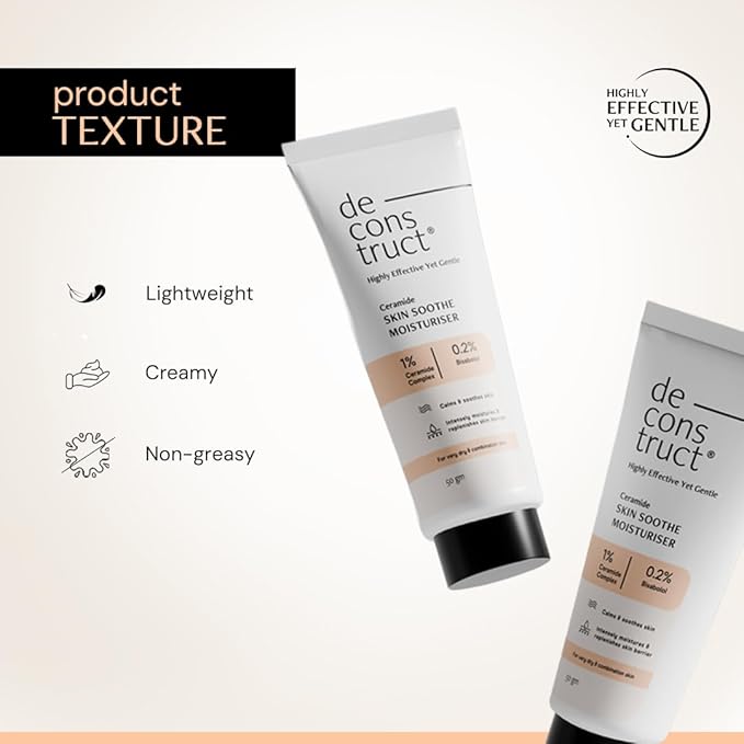 Deconstruct Skin Soothe Moisturizer | 1% Ceramides + 0.2% Bisabolol | Ceramide Barrier Repair | Soothing | For Very Dry to Combination Skin | Deep Moisturization & Hydration | 50 gm