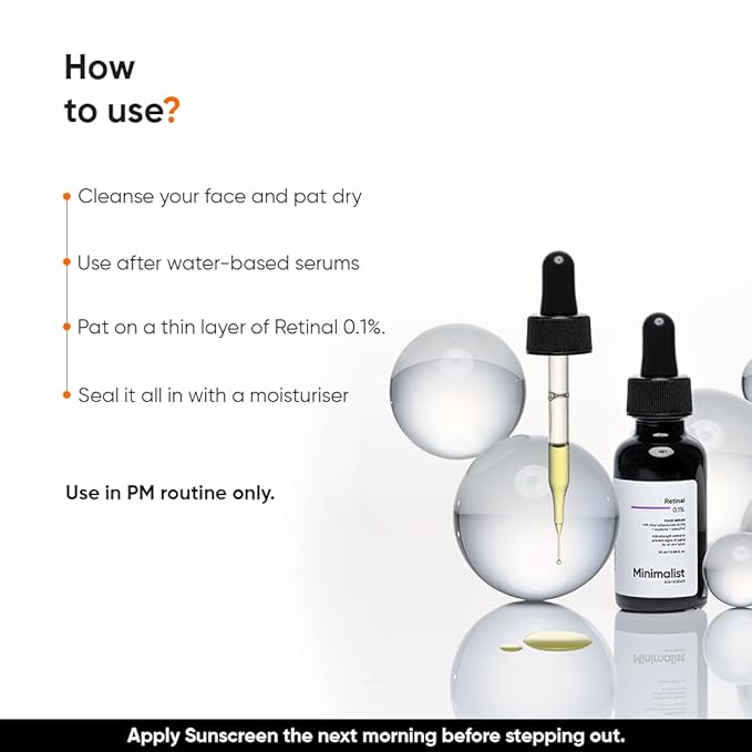 Minimalist Retinal 0.1% Face Serum | Enriched with Bakuchiol & Squalane | Reduces Fine Lines & Wrinkles | Anti-Aging & Hydrating Formula | For All Skin Types | 0.68 Fl Oz/ 20 ml