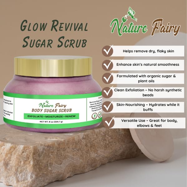 Radiant Glow Sugar Scrub – Exfoliate, Hydrate & Renew with Organic Sugar & Plant Oils – 8oz