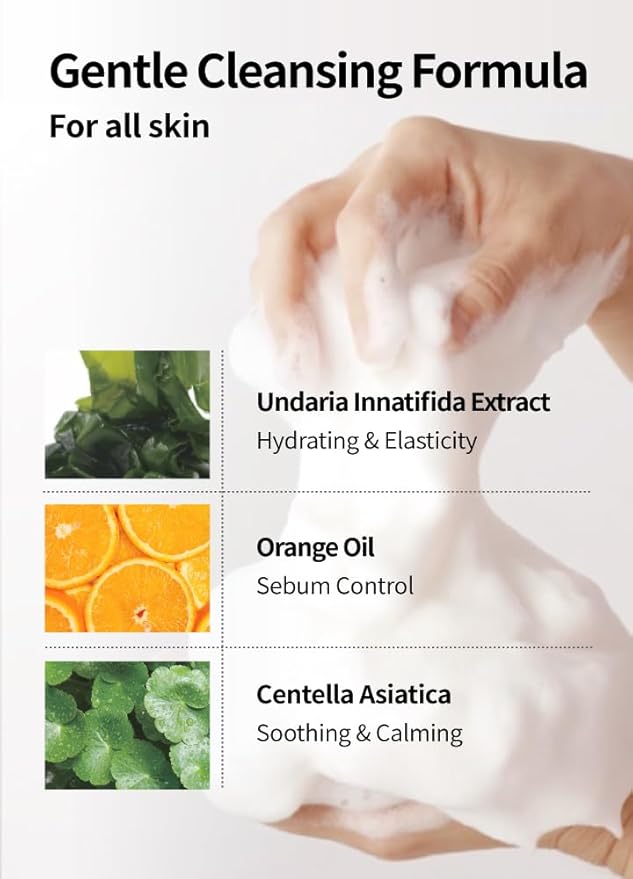 BEAUDIANI Pure Foaming Cleanser | Gentle Cica & Orange Oil Face Wash, Vegan Makeup Remover & Pore Minimizer for Sensitive Skin | Soothing pH Balanced Deep Cleansing Korean Skincare