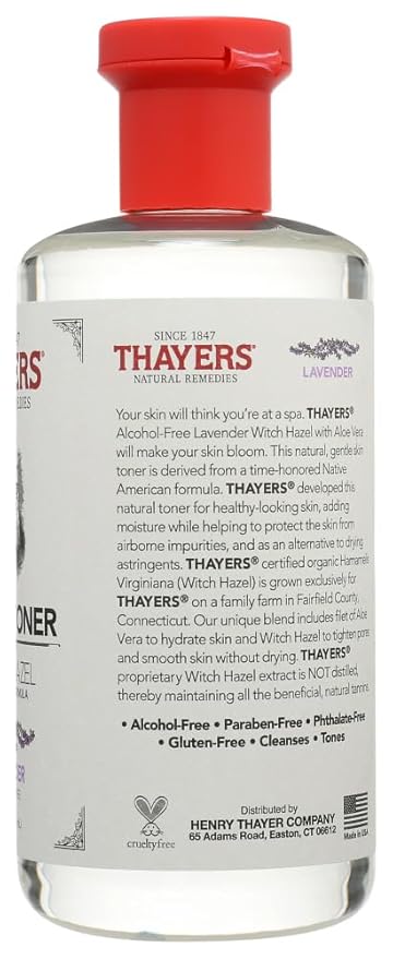 THAYERS Alcohol-Free Witch Hazel with Organic Aloe Vera Formula Toner, Lavender, Clear, Unscented, 12 Fl Oz, Pack of 2
