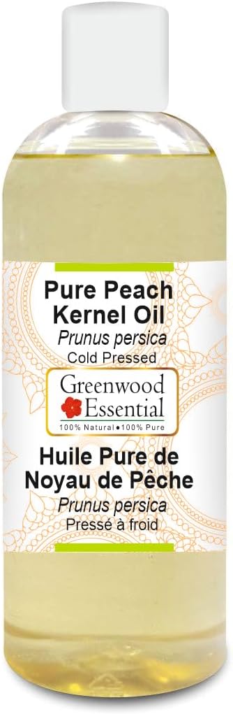 Greenwood Essential Pure Peach Kernel Oil (Prunus persica) Cold Pressed 200ml (6.76 oz)