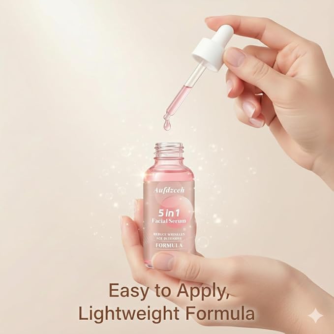 5 In 1 Vitamin c Serum Hydrating Face Serum with Vitamin C, Hyaluronic Acid, Niacinamide & Collagen – Lightweight Facial Serum for Daily Moisturizing, Soft & Radiant Looking Skin
