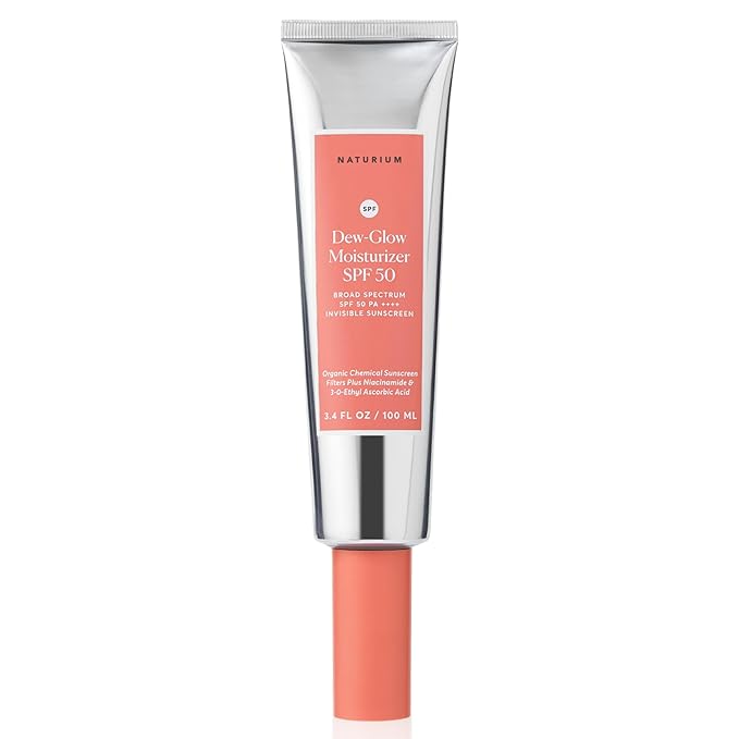 Naturium Dew-Glow Moisturizer SPF 50 PA++++ Jumbo, Daily Moisturizing Sunscreen & Face Primer, Skin Protector with Dewy Finish, 3.4 oz