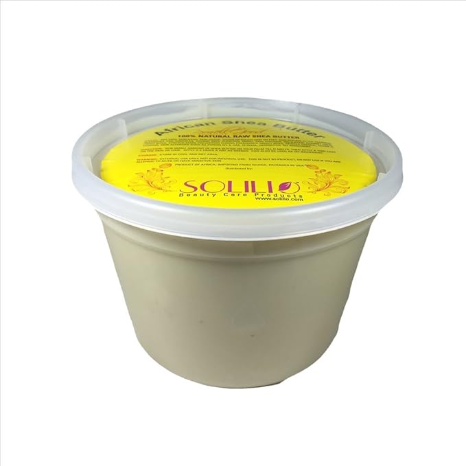 SmellGood - Pure Unrefined African Shea Butter, natural and handmade, ivory color, packed in 16 oz food grade resealable container, 6 Units included